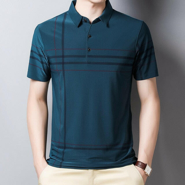 Ymwmhu Fashion Slim Men Polo Shirt Black Short Sleeve Summer Thin Shirt Streetwear Striped Male Polo Shirt for Korean Clothing yuhuv test  yuhuv test022.