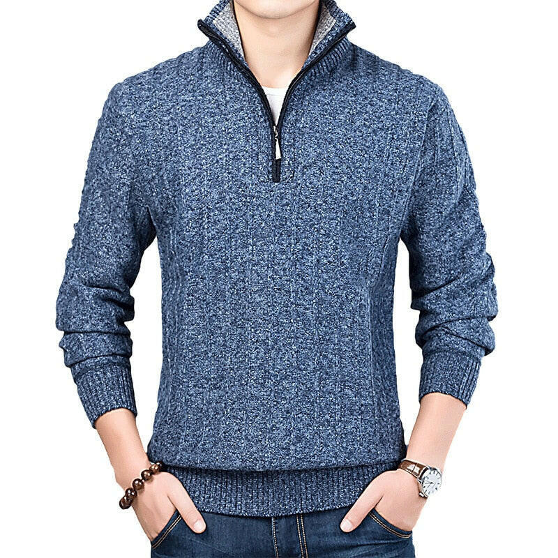 New Winter Men's Sweater Casual Pullover Mens Warm Sweaters Man Slim Stand Collar Knitted Pullovers Male Coats Half Zip Sweaterơ' yuhuv test3333 yuhuv test.