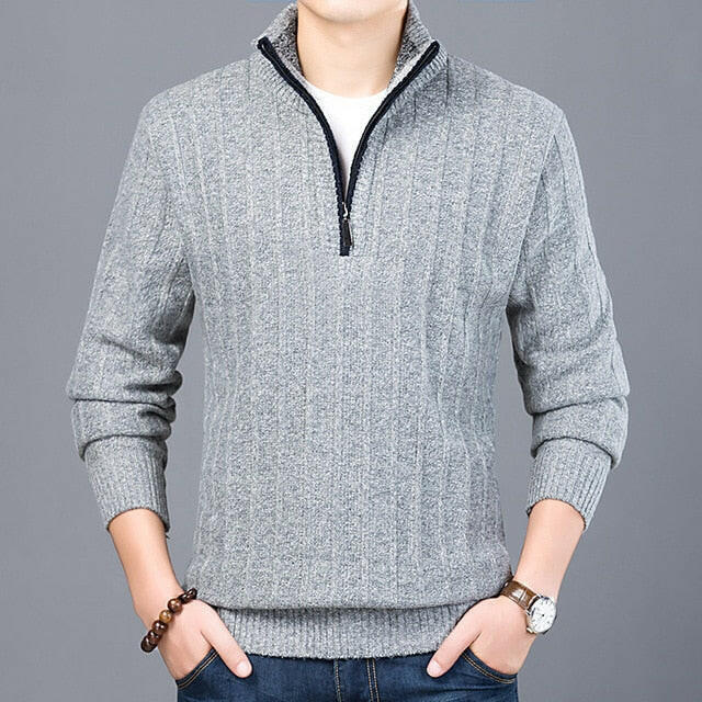 New Winter Men's Sweater Casual Pullover Mens Warm Sweaters Man Slim Stand Collar Knitted Pullovers Male Coats Half Zip Sweaterơ' yuhuv test3333 yuhuv test.