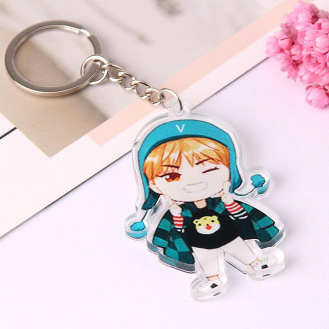 KPOP Bangtan Boys Keychain EXO GOT7 TWICE SEVENTEEN Key Chain Accessories Key Ring Cute Pendant Keyring yuhuv test  yuhuv test022.