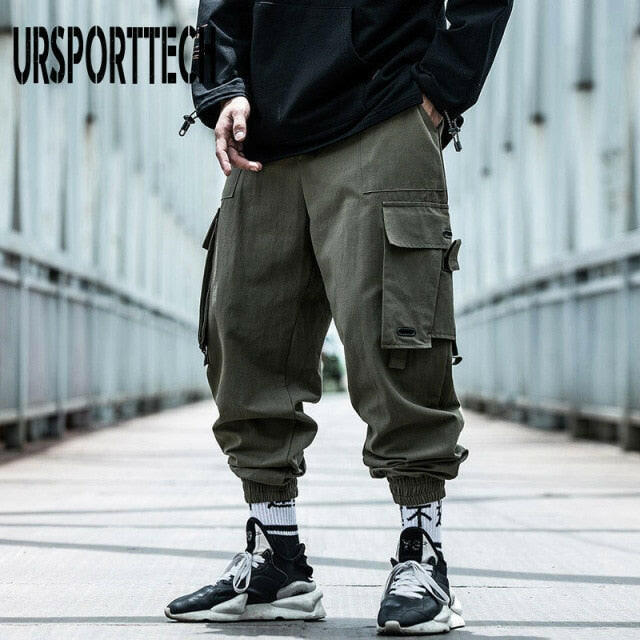 URSPORTTECH 2020 Black Cargo Pants Men Hip Hop Autumn Harem Pant Streetwear Harajuku Jogger Sweatpant Cotton Trousers Male Pants yuhuv test  yuhuv test022.