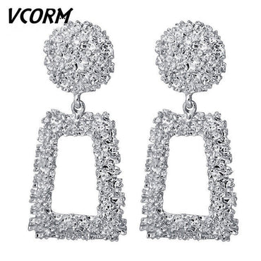 VCORM Vintage Fashion Gold Big Pendant Earrings for Women Geometry Crossed Metal Loops Drop Earrings Statement Women  Jewelryơ' yuhuv test3333 yuhuv testkk.