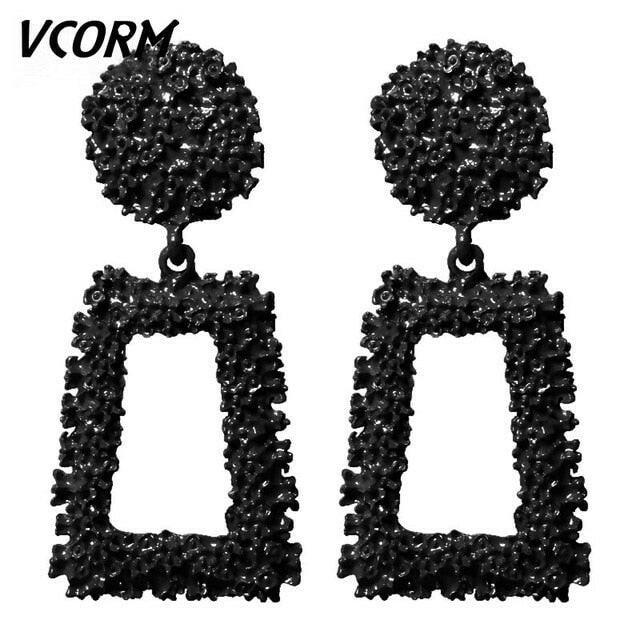 VCORM Vintage Fashion Gold Big Pendant Earrings for Women Geometry Crossed Metal Loops Drop Earrings Statement Women  Jewelry yuhuv test  yuhuv test022.