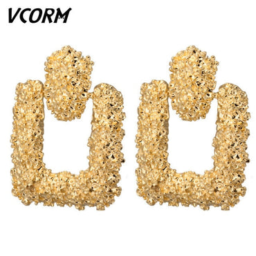 VCORM Vintage Fashion Gold Big Pendant Earrings for Women Geometry Crossed Metal Loops Drop Earrings Statement Women  Jewelryơ' yuhuv test3333 yuhuv testkk.