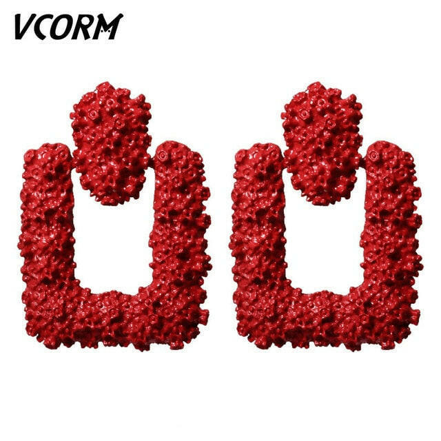 VCORM Vintage Fashion Gold Big Pendant Earrings for Women Geometry Crossed Metal Loops Drop Earrings Statement Women  Jewelry yuhuv test  yuhuv test022.