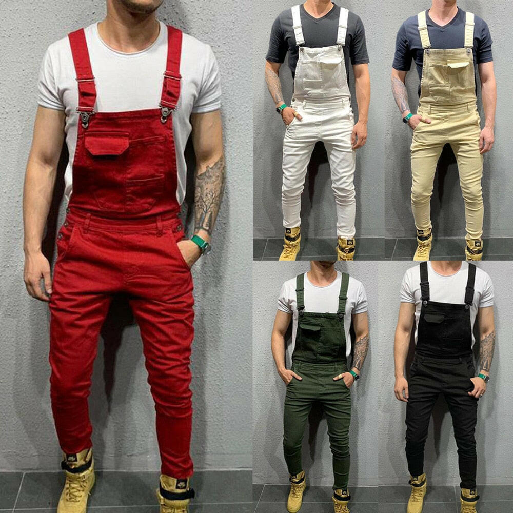 Men's Denim Dungaree Bib Overalls Jumpsuits Moto Biker Jeans Pants Trousers Plus Size Mens Casual Overalls yuhuv test  yuhuv test022.