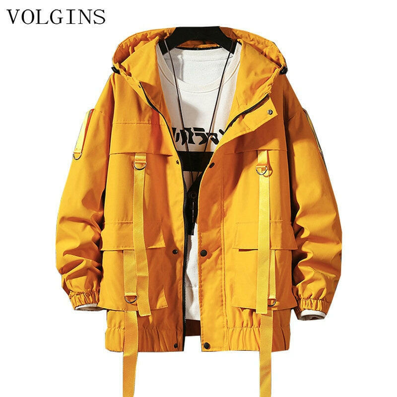 Dropshipping Streetwear Spring Man Safari Style Jacket Mens Harajuku Black Windbreaker Jackets Male Pockets Oversize Jacket yuhuv test  yuhuv test022.