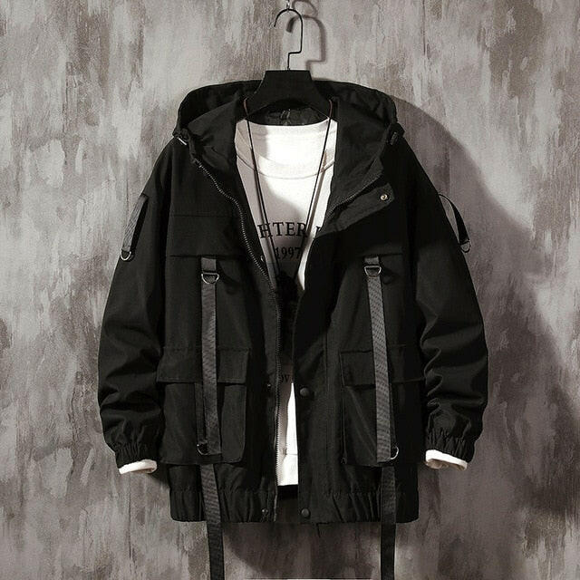 Dropshipping Streetwear Spring Man Safari Style Jacket Mens Harajuku Black Windbreaker Jackets Male Pockets Oversize Jacket yuhuv test  yuhuv test022.