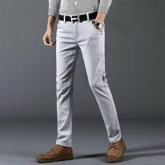 Classic 6 Color Casual Pants Men Spring Autumn New Business Fashion Comfortable Stretch Cotton Elastic Straigh Jeans Trousers yuhuv test  yuhuv test022.