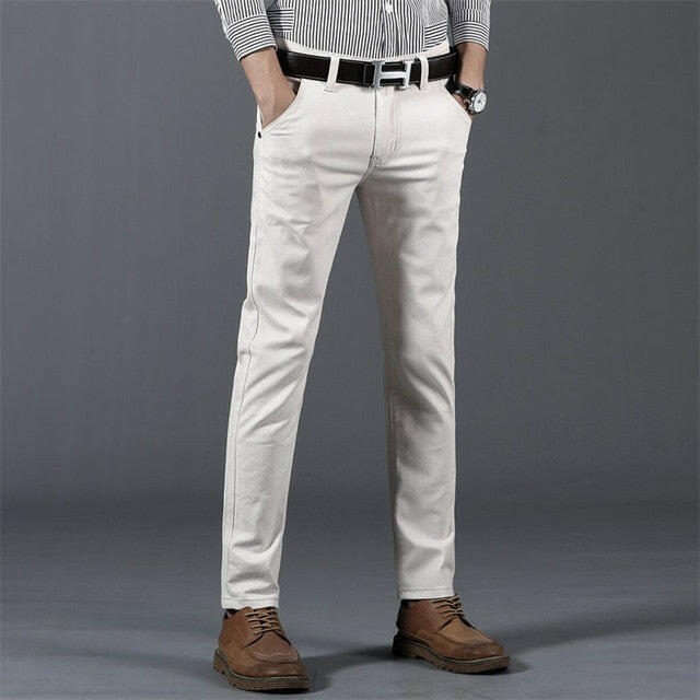 Classic 6 Color Casual Pants Men Spring Autumn New Business Fashion Comfortable Stretch Cotton Elastic Straigh Jeans Trousers yuhuv test  yuhuv test022.