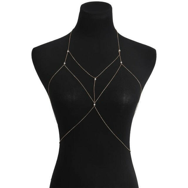 IngeSight.Z Simple Style Chain Necklace Belly Body Chain Fashion Sexy Copper Sequins Body Chain Jewelry for Women Beach Party yuhuv test  yuhuv test022.