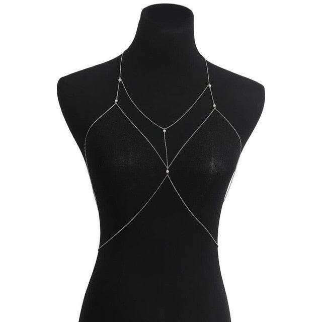 IngeSight.Z Simple Style Chain Necklace Belly Body Chain Fashion Sexy Copper Sequins Body Chain Jewelry for Women Beach Party yuhuv test  yuhuv test022.