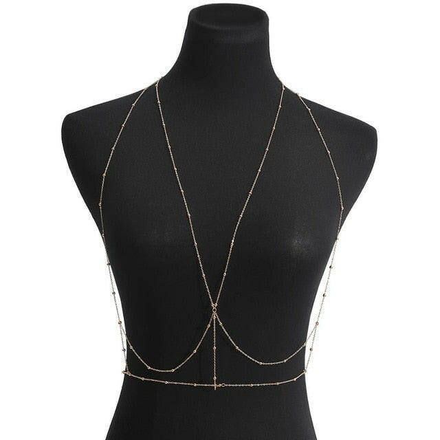 IngeSight.Z Simple Style Chain Necklace Belly Body Chain Fashion Sexy Copper Sequins Body Chain Jewelry for Women Beach Party yuhuv test  yuhuv test022.