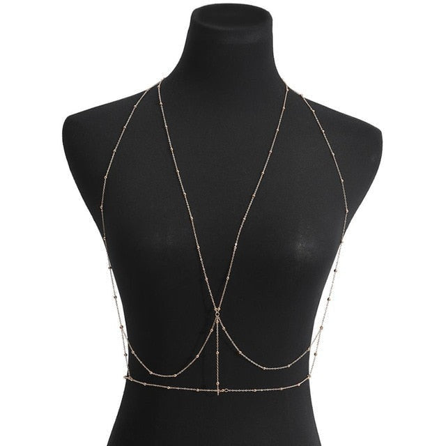 IngeSight.Z Simple Style Chain Necklace Belly Body Chain Fashion Sexy Copper Sequins Body Chain Jewelry for Women Beach Party yuhuv test  yuhuv test022.