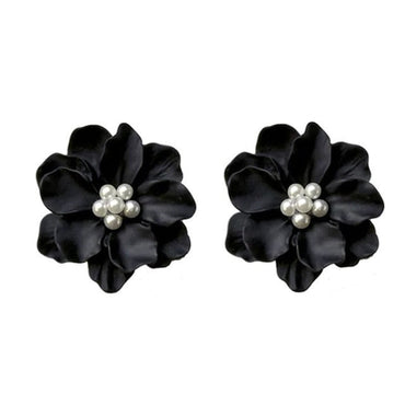 969696  yuhuv test Sexy Woman Black Flower Earrings Party Club Accessories Ear Stud Earrings Fashion Jewelry Korean Pearl Earrings Moda Mujer 2021 yuhuv test aja.