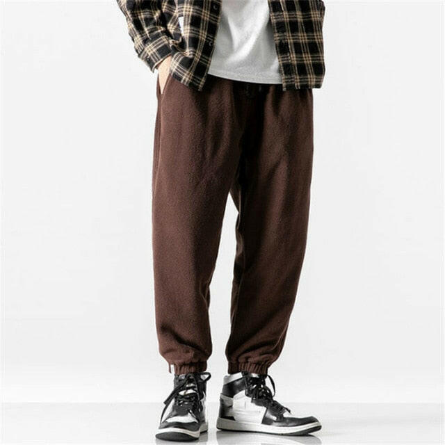 Casual Men Harem Pants Elastic Waist 2020 Winter New Trendy Fleece Keep Warm Loose Comfort Male Jogging Pants Streetwear Fashion yuhuv test  yuhuv test022.