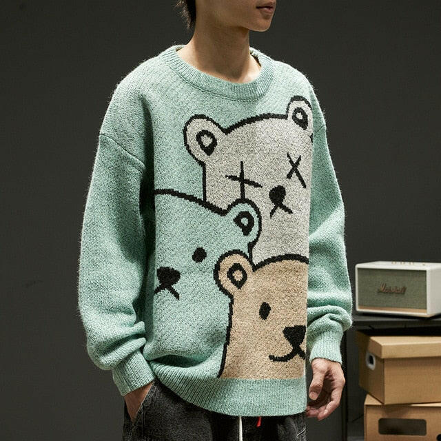 ZAZOMDE Cartoon Bear Sweater Men Winter Men Clothing Fashion Long Sleeve Knitted Pullover Sweater Oversized 2020 New Cotton Coat yuhuv test  yuhuv test022.