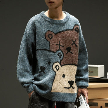 ZAZOMDE Cartoon Bear Sweater Men Winter Men Clothing Fashion Long Sleeve Knitted Pullover Sweater Oversized 2020 New Cotton Coatơ' yuhuv test3333 yuhuv testkk.