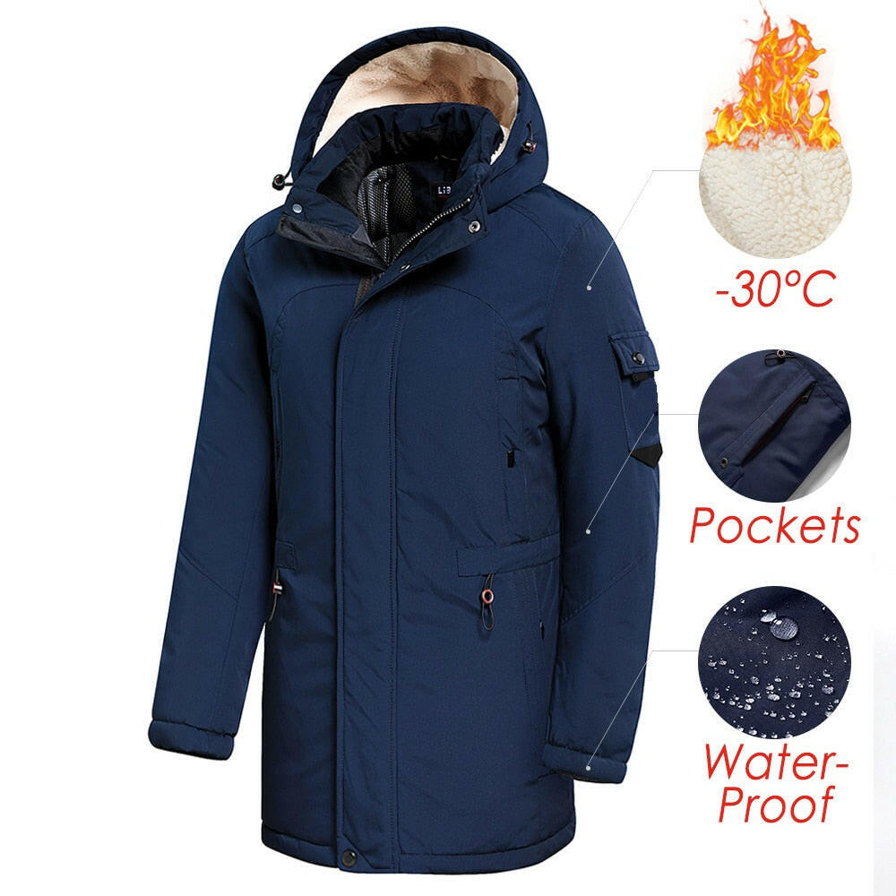 Men 2020 Winter New Casual Long Thick Fleece Hooded Waterproof Parkas Jacket Coat Men Outwear Fashion Pockets Parka Jacket 46-58ơ' yuhuv test3333 yuhuv test.