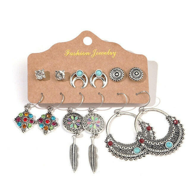 Vintage 2020 Metal Dangle Drop Earrings Sets Bundles for Women Sundry Mixed Ethnic Boho Hanging Earring Set Jewelry Accessories yuhuv test  yuhuv test022.