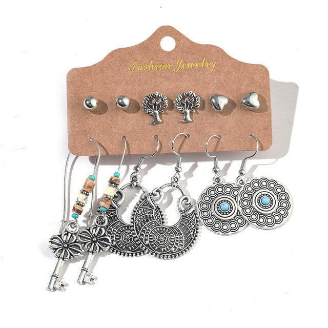 Vintage 2020 Metal Dangle Drop Earrings Sets Bundles for Women Sundry Mixed Ethnic Boho Hanging Earring Set Jewelry Accessories yuhuv test  yuhuv test022.