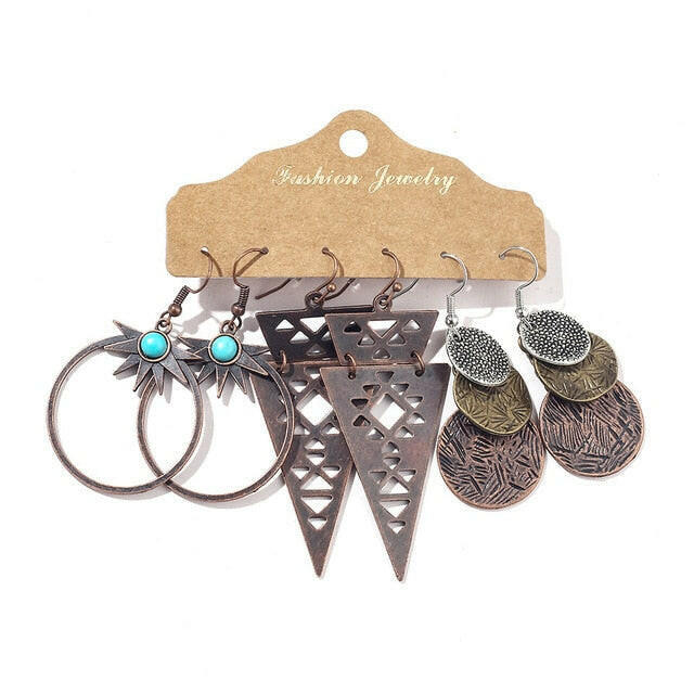 Vintage 2020 Metal Dangle Drop Earrings Sets Bundles for Women Sundry Mixed Ethnic Boho Hanging Earring Set Jewelry Accessories yuhuv test  yuhuv test022.