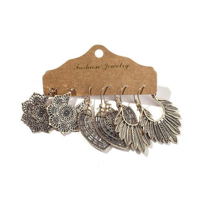 Vintage 2020 Metal Dangle Drop Earrings Sets Bundles for Women Sundry Mixed Ethnic Boho Hanging Earring Set Jewelry Accessories yuhuv test  yuhuv test022.