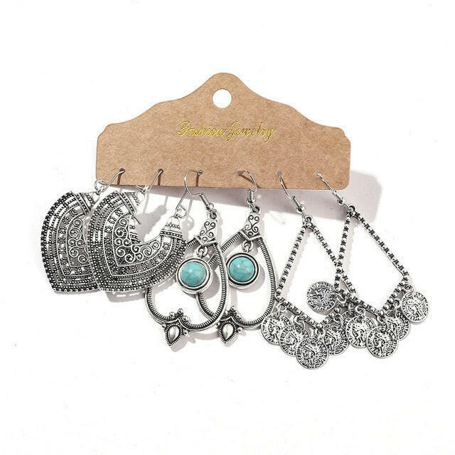 Vintage 2020 Metal Dangle Drop Earrings Sets Bundles for Women Sundry Mixed Ethnic Boho Hanging Earring Set Jewelry Accessories yuhuv test  yuhuv test022.