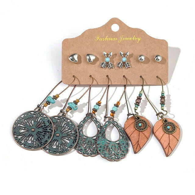 Vintage 2020 Metal Dangle Drop Earrings Sets Bundles for Women Sundry Mixed Ethnic Boho Hanging Earring Set Jewelry Accessories yuhuv test  yuhuv test022.