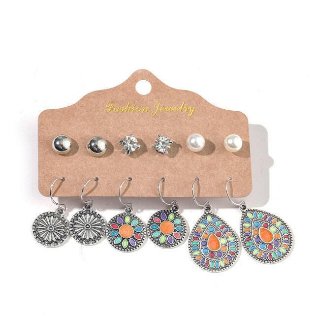 Vintage 2020 Metal Dangle Drop Earrings Sets Bundles for Women Sundry Mixed Ethnic Boho Hanging Earring Set Jewelry Accessories yuhuv test  yuhuv test022.