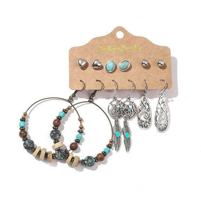 Vintage 2020 Metal Dangle Drop Earrings Sets Bundles for Women Sundry Mixed Ethnic Boho Hanging Earring Set Jewelry Accessories yuhuv test  yuhuv test022.