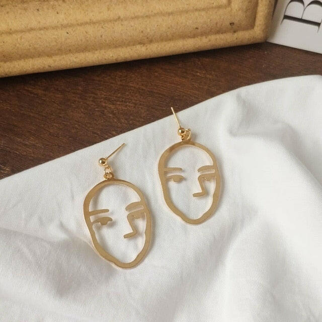 Fashion Girl Face Abstract Line Drop Earrings for Women Simple Human Face Pendant Earrings Elegant Female Ear Jewelry Gifts yuhuv test  yuhuv test022.