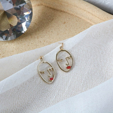 969696  yuhuv test Fashion Girl Face Abstract Line Drop Earrings for Women Simple Human Face Pendant Earrings Elegant Female Ear Jewelry Gifts yuhuv test aja.