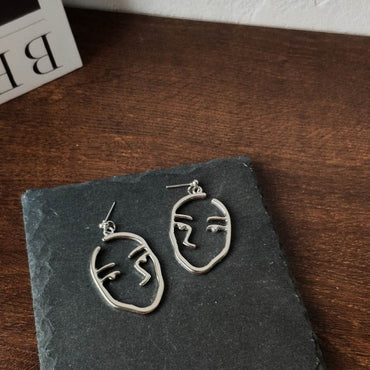 969696  yuhuv test Fashion Girl Face Abstract Line Drop Earrings for Women Simple Human Face Pendant Earrings Elegant Female Ear Jewelry Gifts yuhuv test aja.