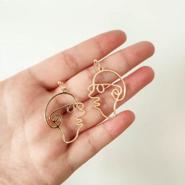 Fashion Girl Face Abstract Line Drop Earrings for Women Simple Human Face Pendant Earrings Elegant Female Ear Jewelry Gifts yuhuv test  yuhuv test022.