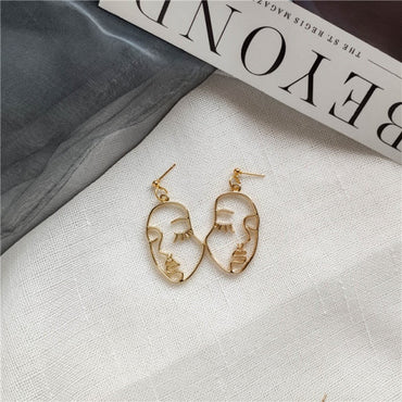 969696  yuhuv test Fashion Girl Face Abstract Line Drop Earrings for Women Simple Human Face Pendant Earrings Elegant Female Ear Jewelry Gifts yuhuv test aja.