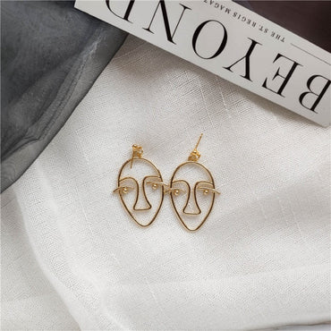 969696  yuhuv test Fashion Girl Face Abstract Line Drop Earrings for Women Simple Human Face Pendant Earrings Elegant Female Ear Jewelry Gifts yuhuv test aja.