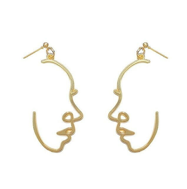 Fashion Girl Face Abstract Line Drop Earrings for Women Simple Human Face Pendant Earrings Elegant Female Ear Jewelry Gifts yuhuv test  yuhuv test022.