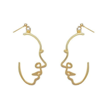 969696  yuhuv test Fashion Girl Face Abstract Line Drop Earrings for Women Simple Human Face Pendant Earrings Elegant Female Ear Jewelry Gifts yuhuv test aja.