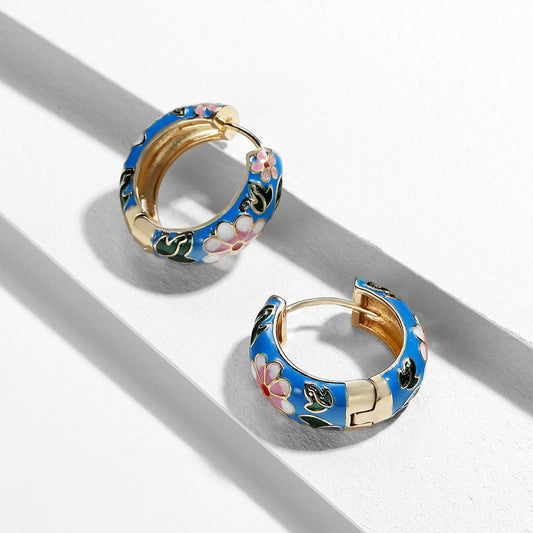 969696  yuhuv test New Fashion Enamel Flower Huggie Hoop Earrings for Women Vintage Boho Circle Small Earrings Statement Jewelry 2020 Brincos Gifts yuhuv test ajađ.