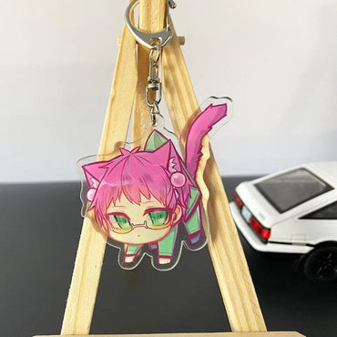 969696  yuhuv test The Disastrous Life of Saiki Kusuo Anime Keychain Transparent Double-sided Pendant Acrylic Key Ring Holder Bag Charm Teens Gift yuhuv test aja.