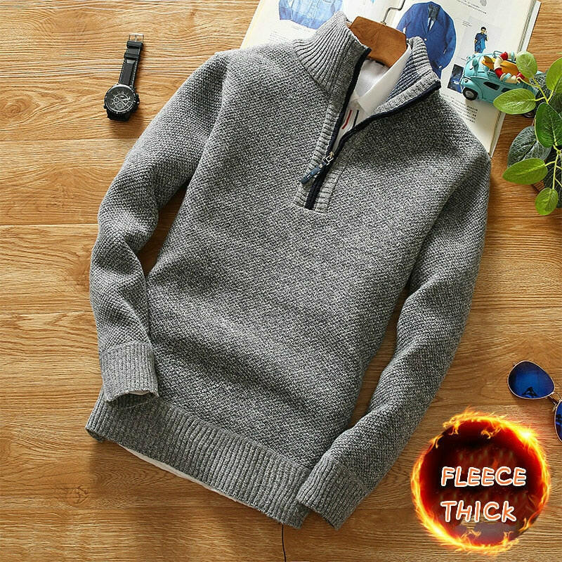 Winter Men's Fleece Thicker Sweater Half Zipper Turtleneck Warm Pullover Quality Male Slim Knitted Wool Sweaters for Spring yuhuv test  yuhuv test022.