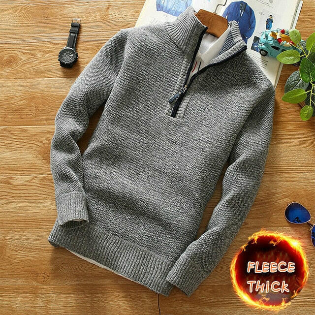 Winter Men's Fleece Thicker Sweater Half Zipper Turtleneck Warm Pullover Quality Male Slim Knitted Wool Sweaters for Spring yuhuv test  yuhuv test022.