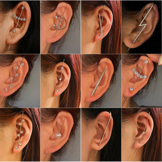969696 yuhuv test Bohemian Wedding Ear Wrap Crawler Hook Earring Crystal Stud Earrings for Woman Lightning Zirconia Climber Earrings Jewelry Gift yuhuv test aja.
