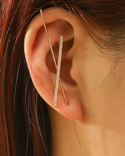 Bohemian Wedding Ear Wrap Crawler Hook Earring Crystal Stud Earrings for Woman Lightning Zirconia Climber Earrings Jewelry Gift yuhuv test  yuhuv test022.