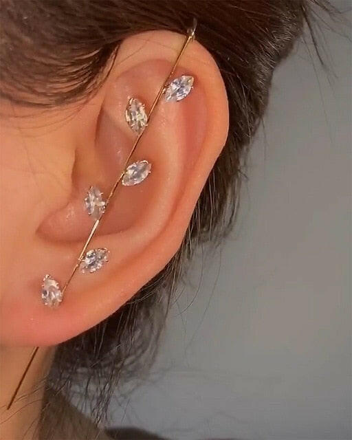 Bohemian Wedding Ear Wrap Crawler Hook Earring Crystal Stud Earrings for Woman Lightning Zirconia Climber Earrings Jewelry Gift yuhuv test  yuhuv test022.