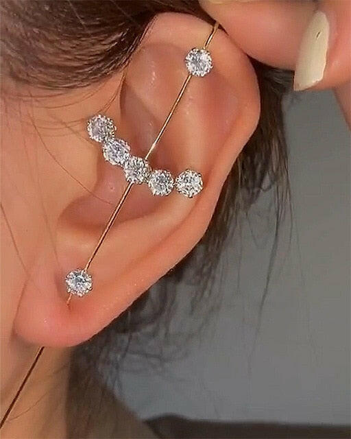 Bohemian Wedding Ear Wrap Crawler Hook Earring Crystal Stud Earrings for Woman Lightning Zirconia Climber Earrings Jewelry Gift yuhuv test  yuhuv test022.