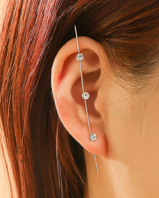 Bohemian Wedding Ear Wrap Crawler Hook Earring Crystal Stud Earrings for Woman Lightning Zirconia Climber Earrings Jewelry Gift yuhuv test  yuhuv test022.