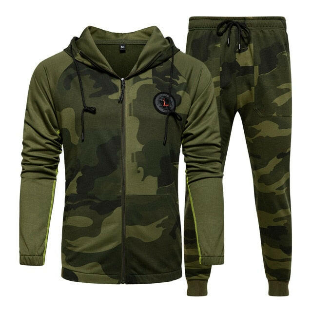 Camo Men Tracksuit Hooded Outerwear Hoodie Set 2 Pieces Autumn Sporting Male Fitness Camouflage Sweatshirts Jacket + Pants Sets yuhuv test  yuhuv test022.