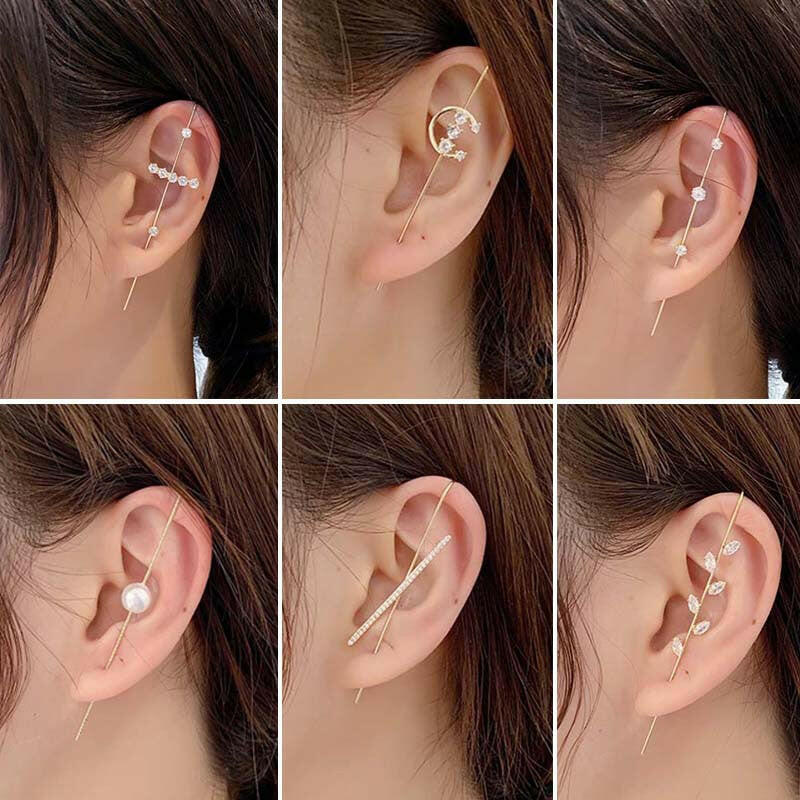 New Ear Wrap Crawler Hook Earring for Women Korean Style Crystal Lightning Stud Earring Personality Climber Earring Jewelry Gift yuhuv test  yuhuv test022.